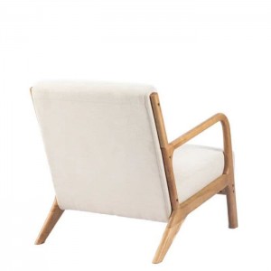 Linen Upholstered Solid Wood Accent Armchair na may Pillow