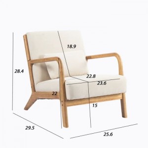 Linen Upholstered Solid Wood Accent Armchair yokhala ndi Pilo