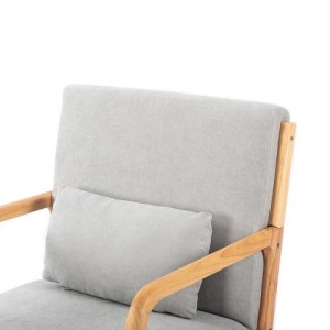 Linen Upholstered Solid Wood Accent Armchair with Pillow-3