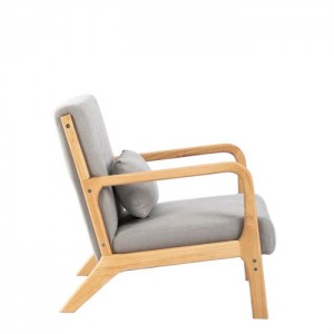 Πολυθρόνα με λινό με επένδυση από μασίφ ξύλο με μαξιλάρι-3