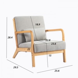 Léngen Polstersëtz Massiv Holz Akzent Fotell mat Pillow-3