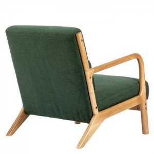 linned polstret massivt træ accent lænestol med pude-2