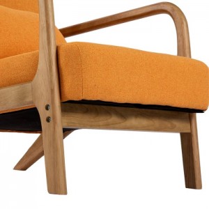Πολυθρόνα με λινό με επένδυση από μασίφ ξύλο με μαξιλάρι-4