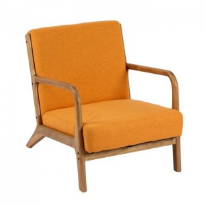 Linen Upholstered Solid Wood Accent Armchair e nang le Pillow-4