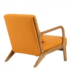 Linen Upholstered Solid Wood Accent Armchair nga adunay Unlan-4