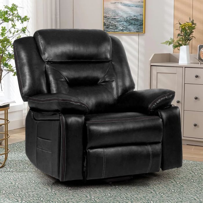 Cadeira reclinable de gran tamaño de coiro sintético Power Lift Assist con calefacción e masaxe