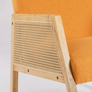 Cadeira mecedora de tecido de estilo moderno con respaldo alto