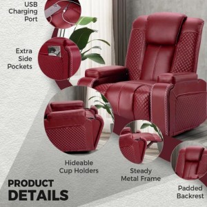 Wide Bonded Leather Massage Home Theater Recliner