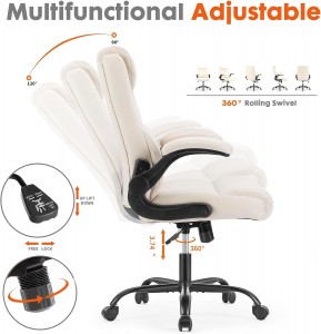 Vidurio nugaros stalo kėdė Reguliuojama PU odinė biuro kėdė