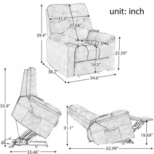 Power Lift Chair Soft Velvet Upholstery Recliner