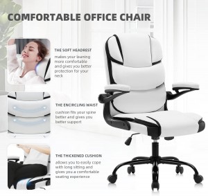 Ev Ofis Masası Sandalyeleri Yönetici Döner Bilgisayar Görev Koltuğu beyaz