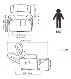 Велике крісло-крісло з електропідйомником, наповнене широким стоячим, сіре