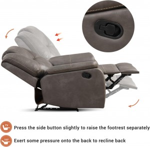 Overstuffed Manual Recliner Chair Reclining Single Sofa Chairs ash