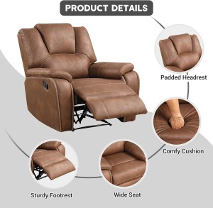 Overstuffed Manual Recliner Chair Reclining Single Sofa Chairs palm