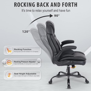 Cadeiras de escritório executivas com apoio lombar redondo pretas