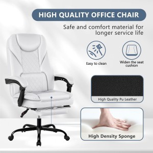 Reclining Leather Chair High Back Home Office Desk Chair