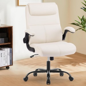 Krzesło biurowe ze środkowym oparciem Regulowane krzesło biurowe ze skóry PU, ryż