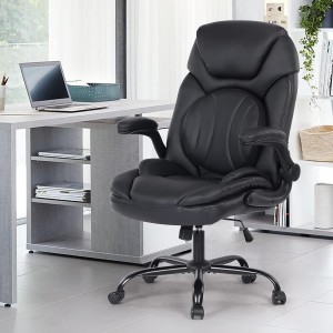 Cadeiras de escritório executivas com apoio lombar redondo pretas