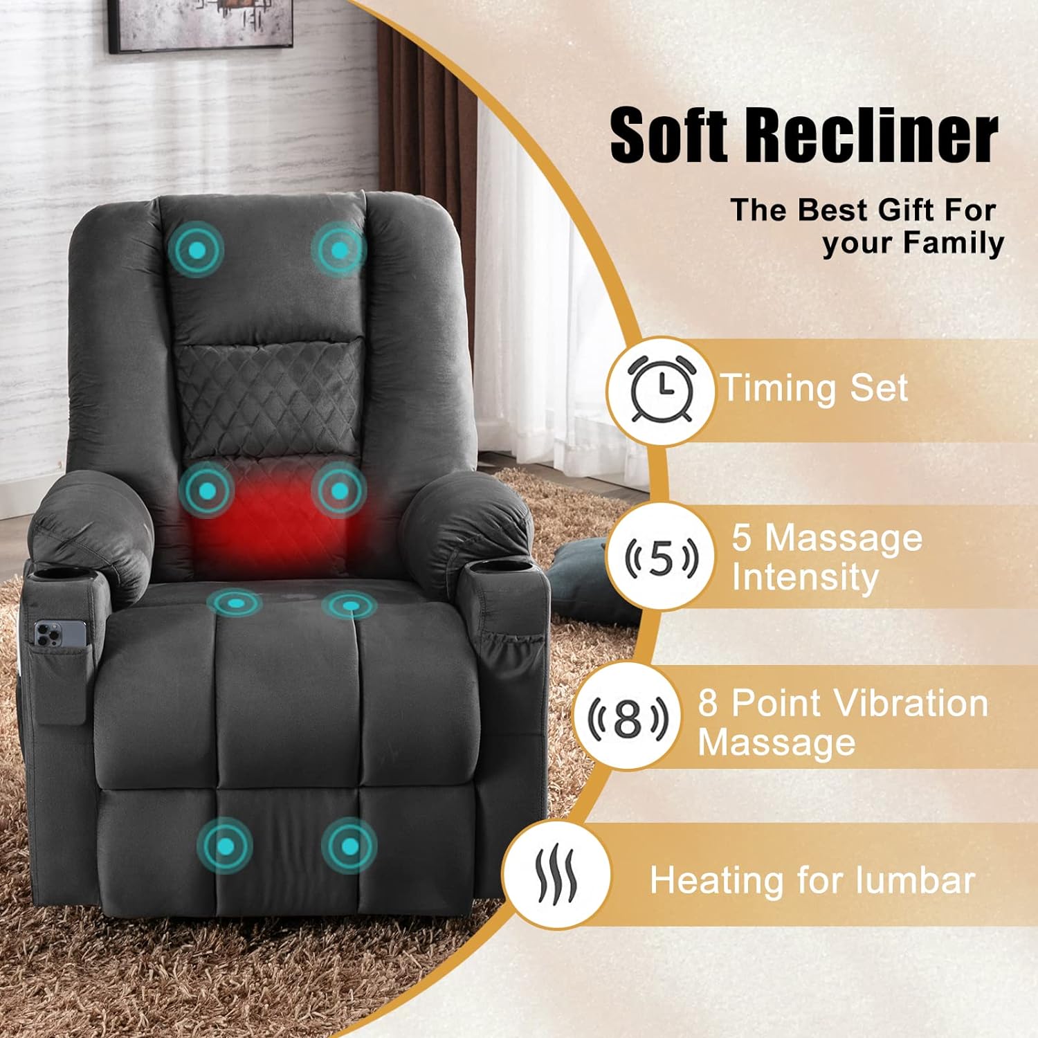 Power Lift Recliner Chair Udoben kavč za spanje za starejše