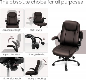 Cadira d'oficina ergonòmica de pell PU palmell executiu