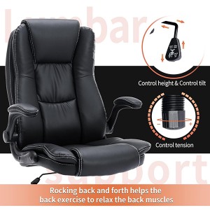 Scaun ergonomic de birou pentru acasă cu brațe rabatabile negru