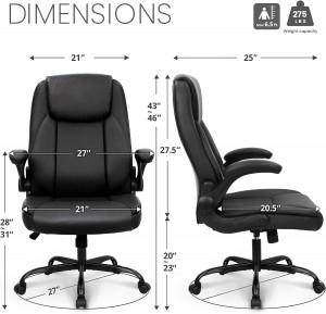 Chaise de bureau ergonomique en cuir PU exécutif noir