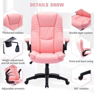Cadeira ergonômica para escritório em casa com braços rebatíveis em pó
