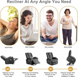 Power Lift Recliner Chair Comfy Sleeper Chair Sofa សម្រាប់មនុស្សចាស់
