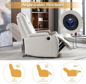 Leather Home Theater Recliner with Hidden Arm Storage rice