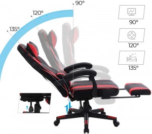 Verstelbare gaming-bureaustoel met voetsteun