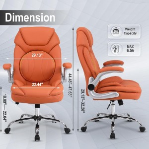 Офісні крісла керівника з круглою поперековою підтримкою оранжевого кольору