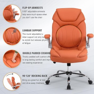 Executive Office Chairs nga adunay Round Lumbar Support Orange