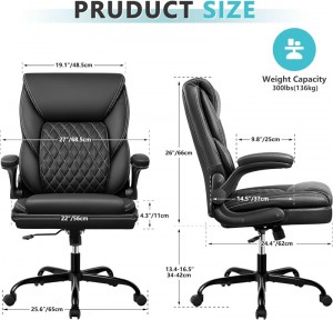 Černá kožená pracovní židle pro domácí kancelář
