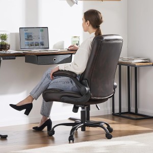 Mid Back Desk Chair Adjustable PU Leather Office Chair palm