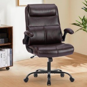 Mid Back Desk Chair Adjustable PU Leather Office Chair Chair