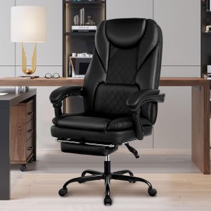Кожаное кресло с откидной спинкой и высокой спинкой, настольный стул для домашнего офиса