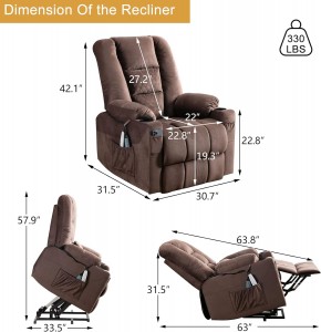 Brązowy fotel z podnośnikiem elektrycznym – wygodna sofa
