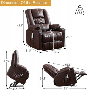 Power Lift Recliner Chair Comfy Sleeper Chair Sofa-Brown
