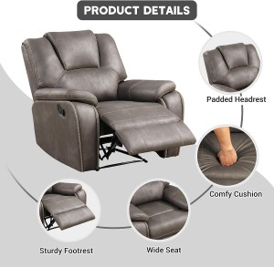 Offyllt Manual Recliner Chair Reclining Single Sofa Stólar aska