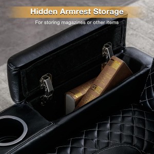 Leather Home Theater Recliner na may itim na Hidden Arm Storage