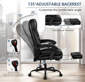 Leder-Liegestuhl mit hoher Rückenlehne, Schreibtischstuhl für Zuhause und Büro