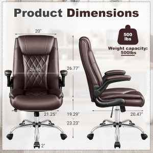 Big and Tall Executive Office Chair Swivel Leather-Papped Seats palm