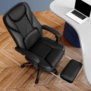 Polohovacia kožená stolička s vysokým operadlom pre domácu kanceláriu