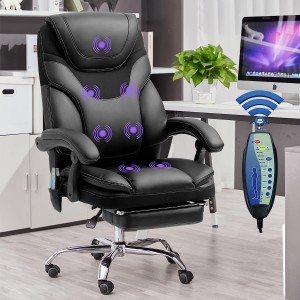 Массажное офисное кресло с откидной спинкой и подставкой для ног