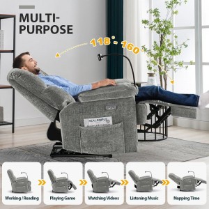 Power Overstuffed Recliner Chair with Phone Holder-5