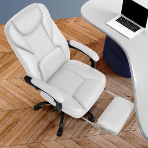 Reclining Leather Chair High Back Home Office Desk Chair