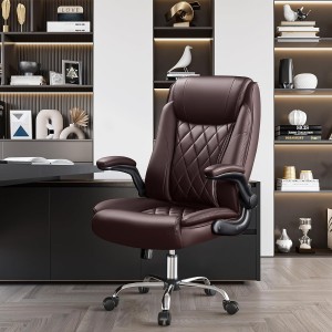 Grutte en hege Executive Office Stoel Swivel Leather-Papped Seats palm