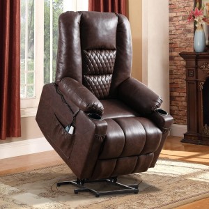 Cadeira reclinável Power Lift confortável sofá-cama marrom