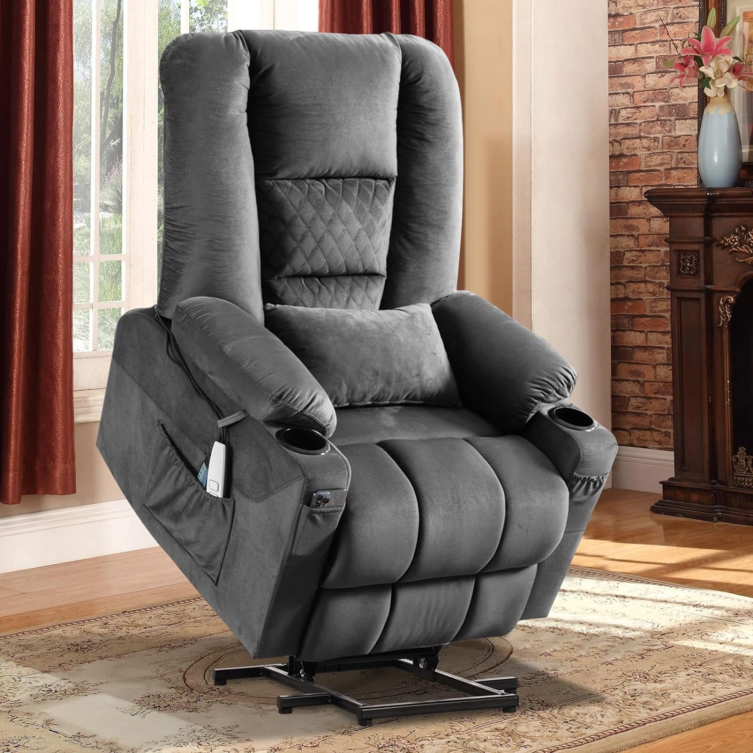 Power Lift Recliner Chair Comfy Sleeper Chair Sofa-grey