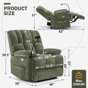 Power Overstuffed Recliner Chair with Phone Holder-3